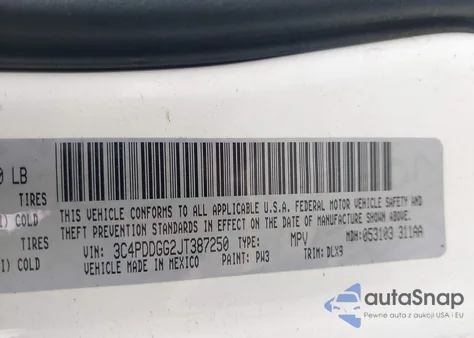 2018 Dodge Journey Crossroad Awd z USA, uszkodzony, nr VIN 3C4PDDGG2JT387250